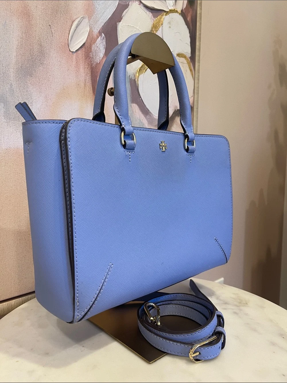 Tory Burch Periwinkle Saffiano Leather Satchel